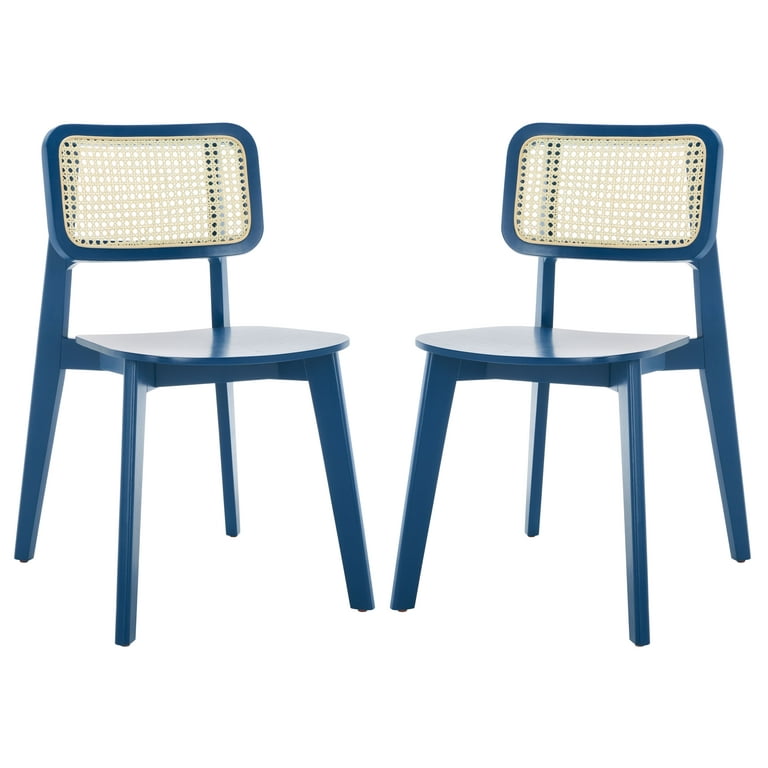 SAFAVIEH Luz Contemporary Cane Dining Chair Navy Set of 2 17.3 in. W x 20.1 in. D x 31.9 in. H