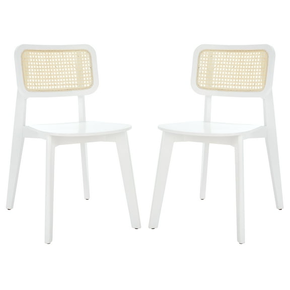 SAFAVIEH Luz Contemporary Cane Dining Chair, White, Set of 2 (17.3 in. W x 20.1 in. D x 31.9 in. H)