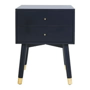 SAFAVIEH Lyla Mid-Century Retro Gold Cap Nightstand Navy / Gold