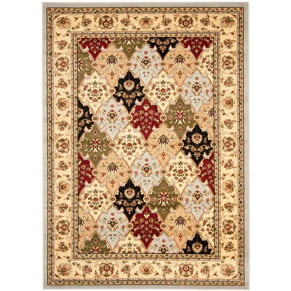 SAFAVIEH Lyndhurst Abigail Traditional Bordered Area Rug, Grey/Multi, 5'3" x 7'6"