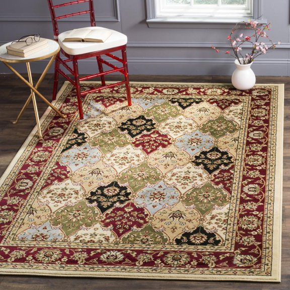 SAFAVIEH Lyndhurst Abigail Traditional Bordered Area Rug, Multi/Red, 4' x 6'