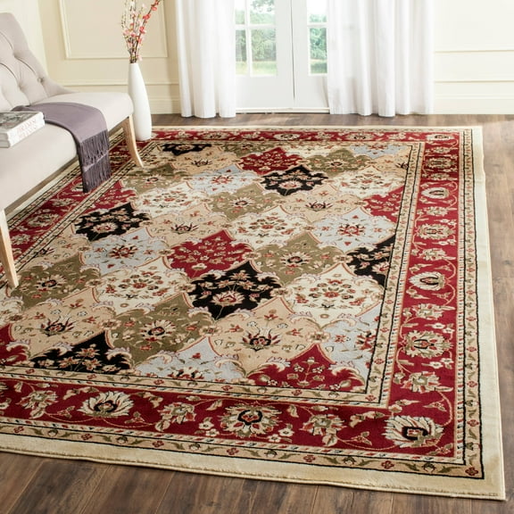 SAFAVIEH Lyndhurst Abigail Traditional Bordered Area Rug, Multi/Red, 9' x 12'