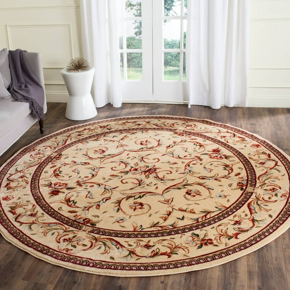 SAFAVIEH Lyndhurst Beatrix Floral Bordered Area Rug, Ivory, 10' x 10' Round