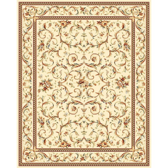 SAFAVIEH Lyndhurst Beatrix Floral Bordered Area Rug, Ivory, 5'3" x 5'3" Round