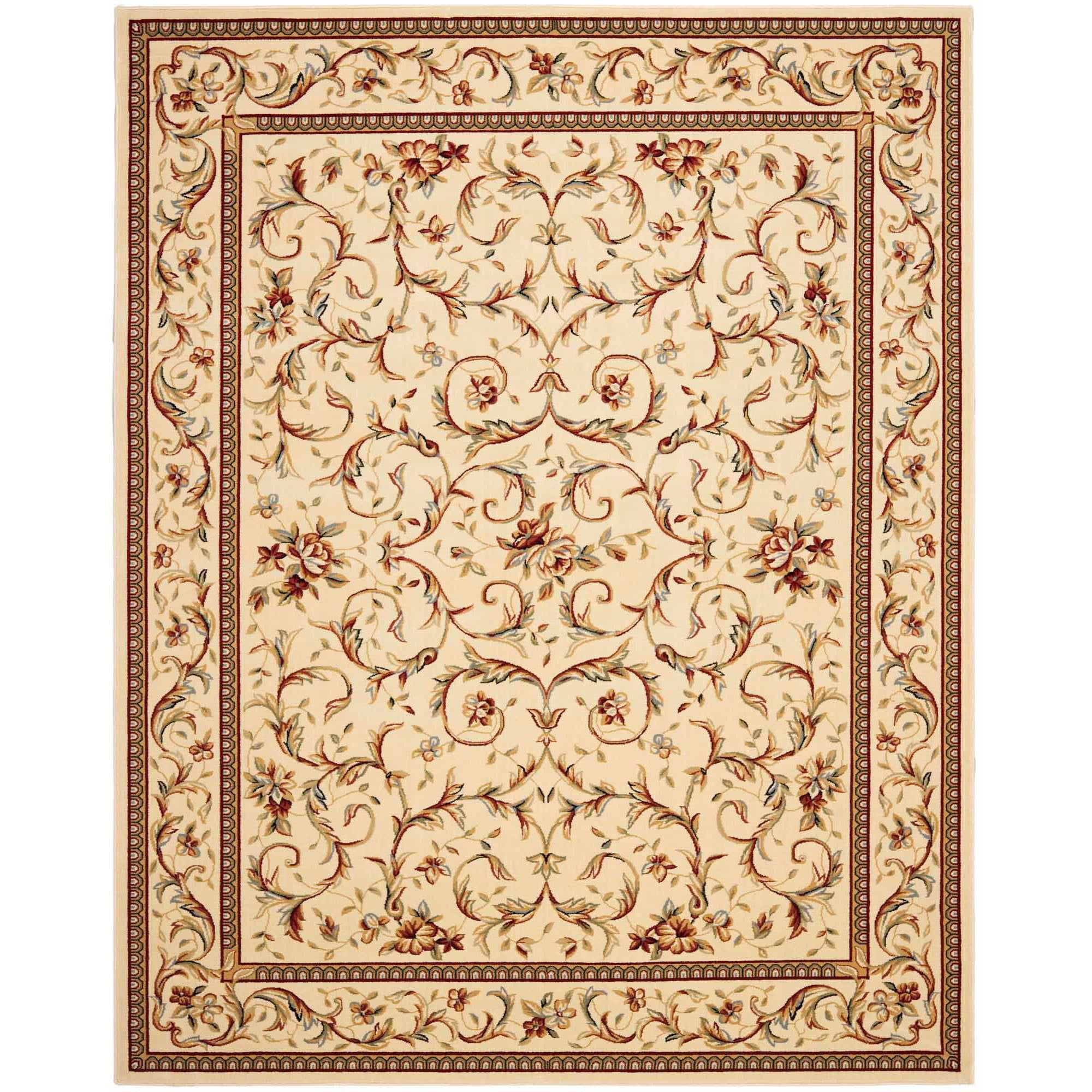 Ivory Floral Tufted Rectangular Area Rug 8' x 11'