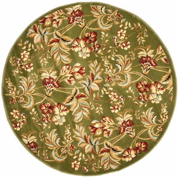 SAFAVIEH Lyndhurst Clara Floral Area Rug, Sage, 5'3" x 5'3" Round