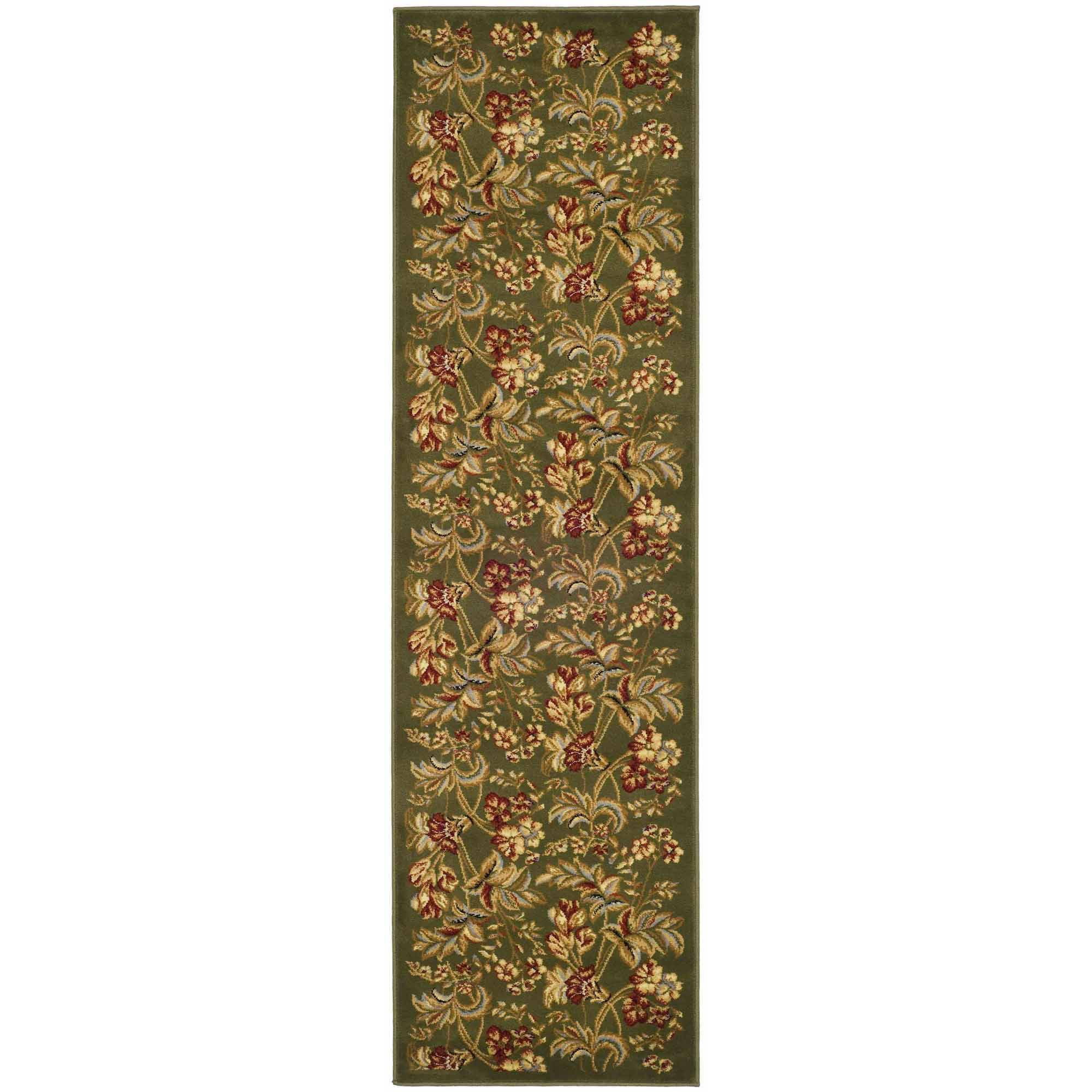 Lyndhurst Sage Floral Synthetic Runner Rug 2'3" x 8'