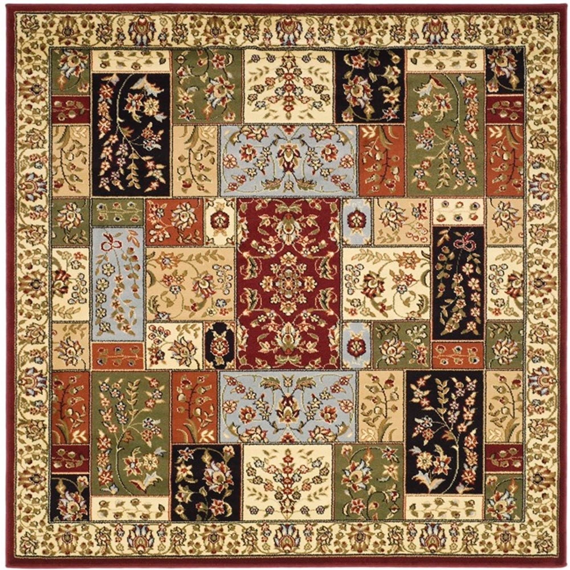 Ivory Elegance 62'' Square Hand-Knotted Synthetic Area Rug