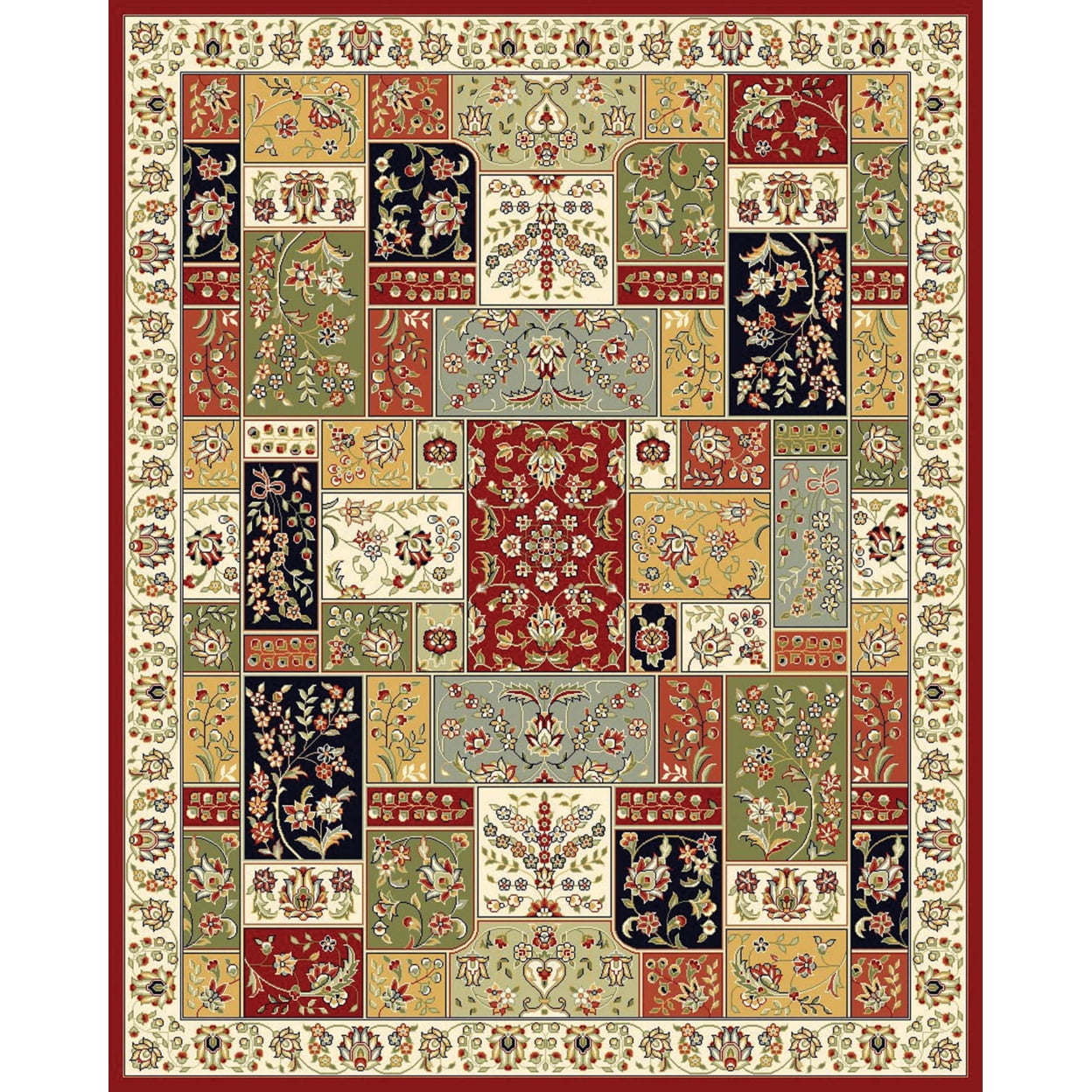 Handmade Multi/Ivory Floral Tufted Rectangular Rug