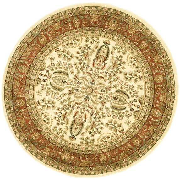SAFAVIEH Lyndhurst Elizabeth Traditional Floral Area Rug, Ivory/Rust, 10' x 10' Round