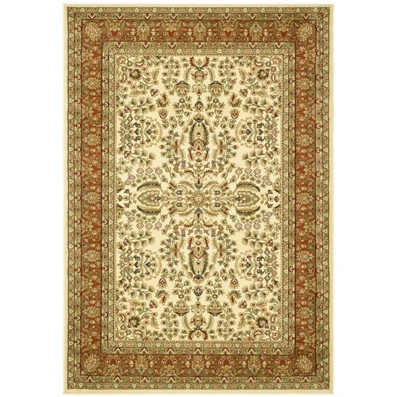 SAFAVIEH Lyndhurst Elizabeth Traditional Floral Area Rug, Ivory/Rust, 9' x 12'