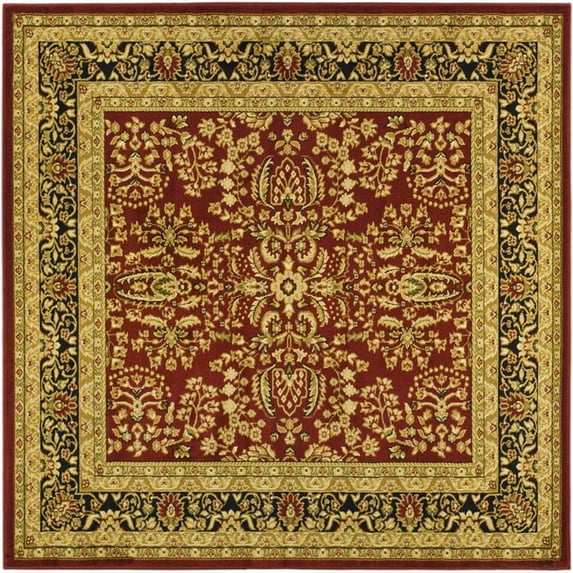 SAFAVIEH Lyndhurst Elizabeth Traditional Floral Area Rug, Red/Black, 6' x 6' Square