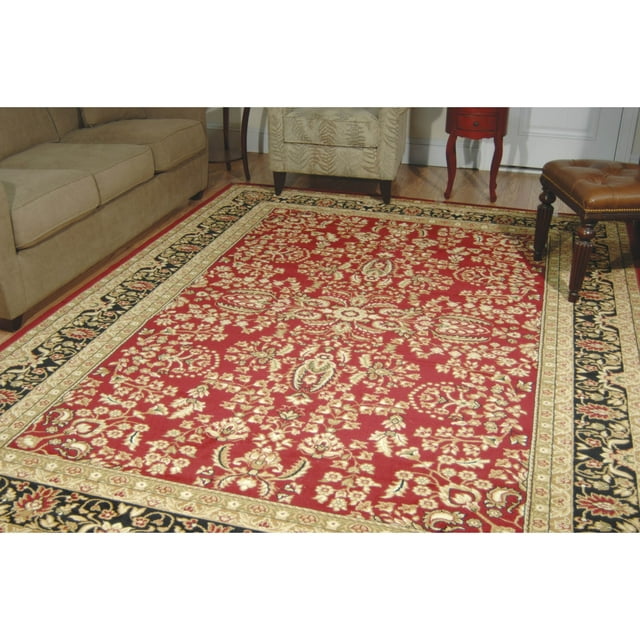 SAFAVIEH Lyndhurst Elizabeth Traditional Floral Area Rug, Red/Black, 6' x 9'