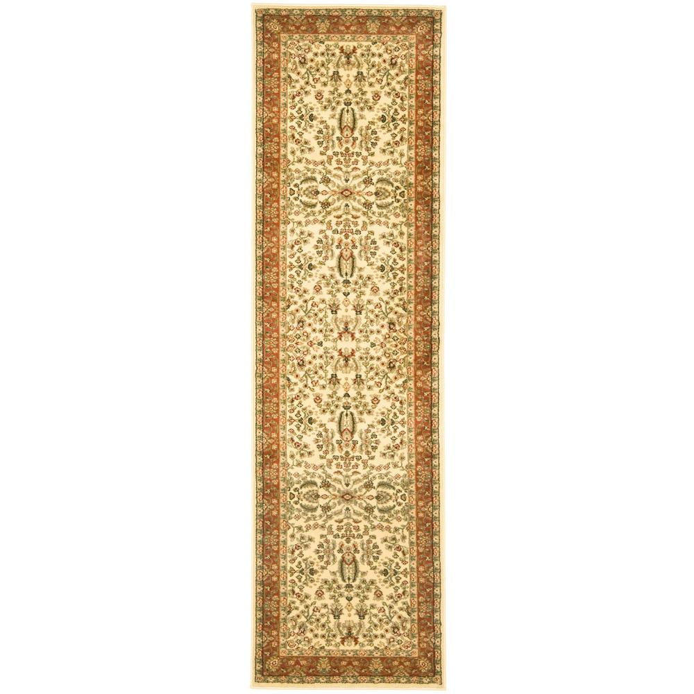 SAFAVIEH Lyndhurst Elizabeth Traditional Floral Runner Rug, Ivory/Rust, 2'3" x 8'