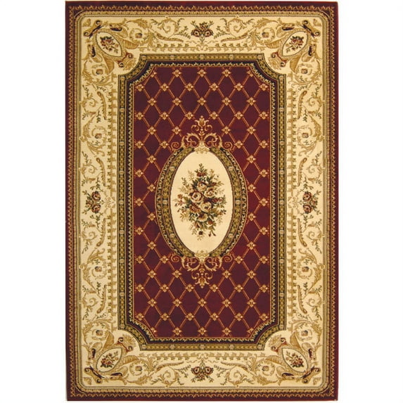 SAFAVIEH Lyndhurst Ella Traditional Bordered Area Rug, Red/Ivory, 3'3" x 5'3"