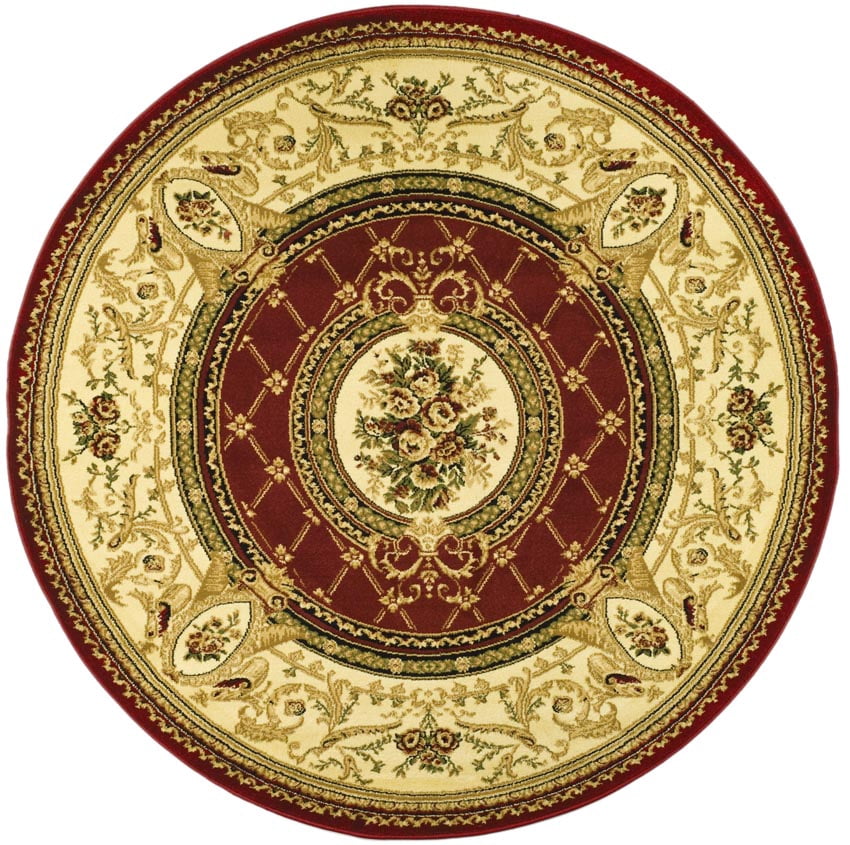 SAFAVIEH Lyndhurst Ella Floral Area Rug, Red/Ivory, 5'3" x 5'3" Round