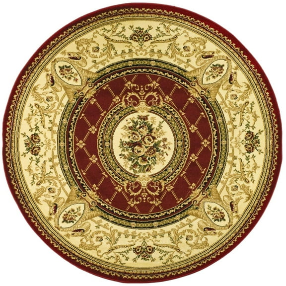 SAFAVIEH Lyndhurst Ella Floral Area Rug, Red/Ivory, 5'3" x 5'3" Round