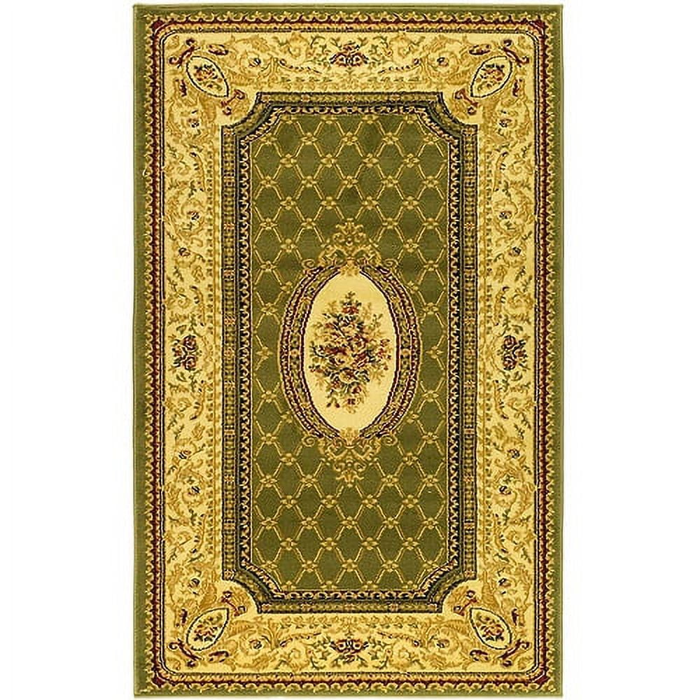 Sage and Ivory Floral Rectangular Synthetic Area Rug