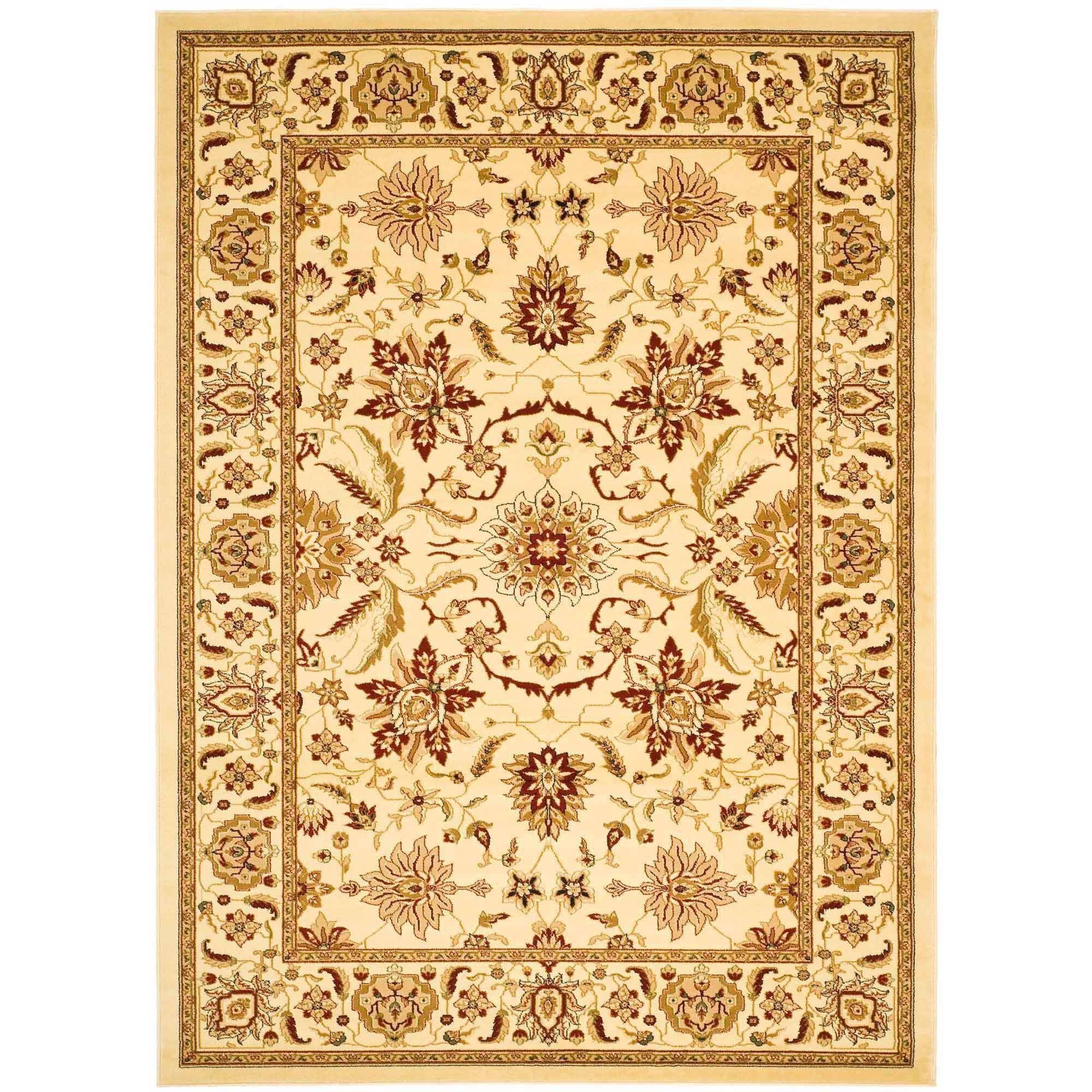 Ivory Floral Hand-knotted Synthetic Area Rug 5'3" x 7'6"