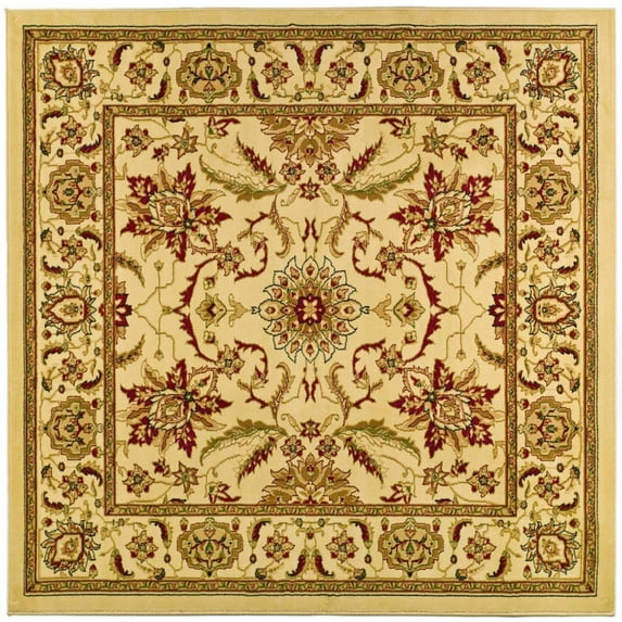 SAFAVIEH Lyndhurst Emma Traditional Floral Area Rug, Ivory, 6' x 6' Square