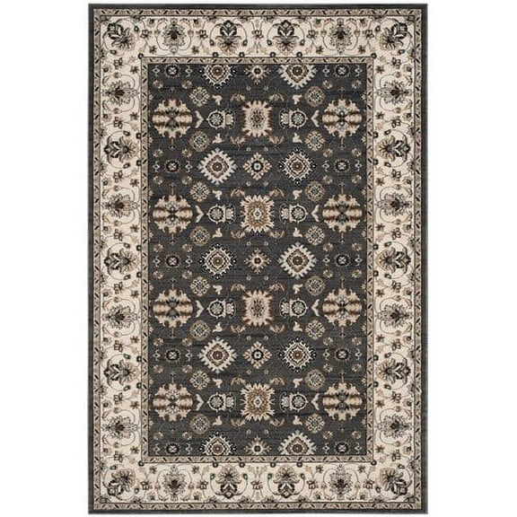 SAFAVIEH Lyndhurst Frances Traditional Bordered Area Rug, Grey/Cream, 3'3" x 5'3"