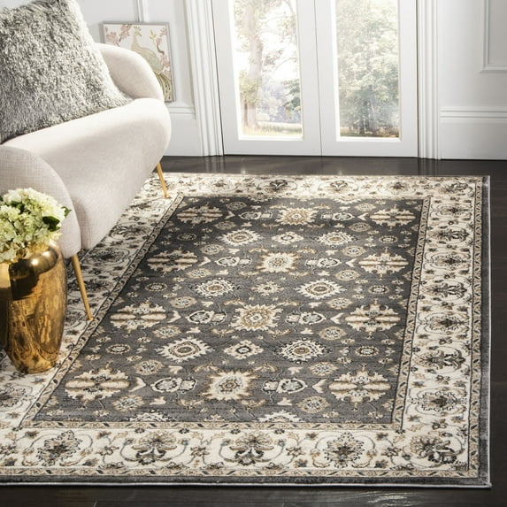 SAFAVIEH Lyndhurst Frances Traditional Bordered Area Rug, Grey/Cream, 5'3" x 7'6"