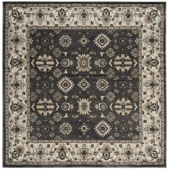 SAFAVIEH Lyndhurst Frances Traditional Bordered Area Rug, Grey/Cream, 7' x 7' Square