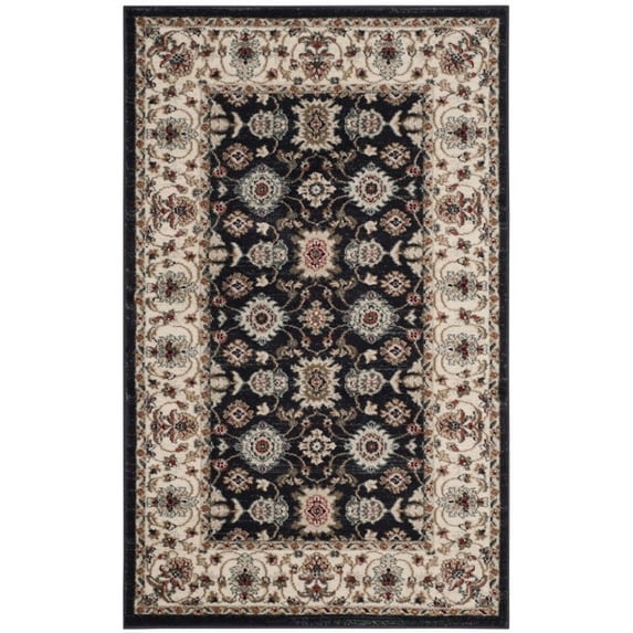 SAFAVIEH Lyndhurst Frances Traditional Bordered Area Rug, Navy/Cream, 8'11" x 12'