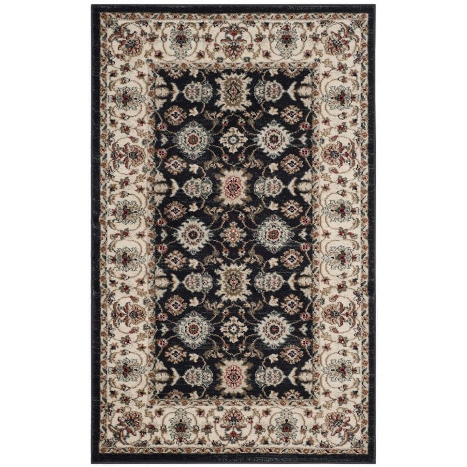 Lyndhurst 8' x 10' Navy and Cream Synthetic Area Rug