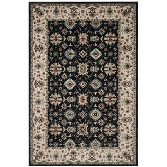 SAFAVIEH Lyndhurst Frances Traditional Bordered Runner Rug, Navy/Cream, 2'3" x 12'