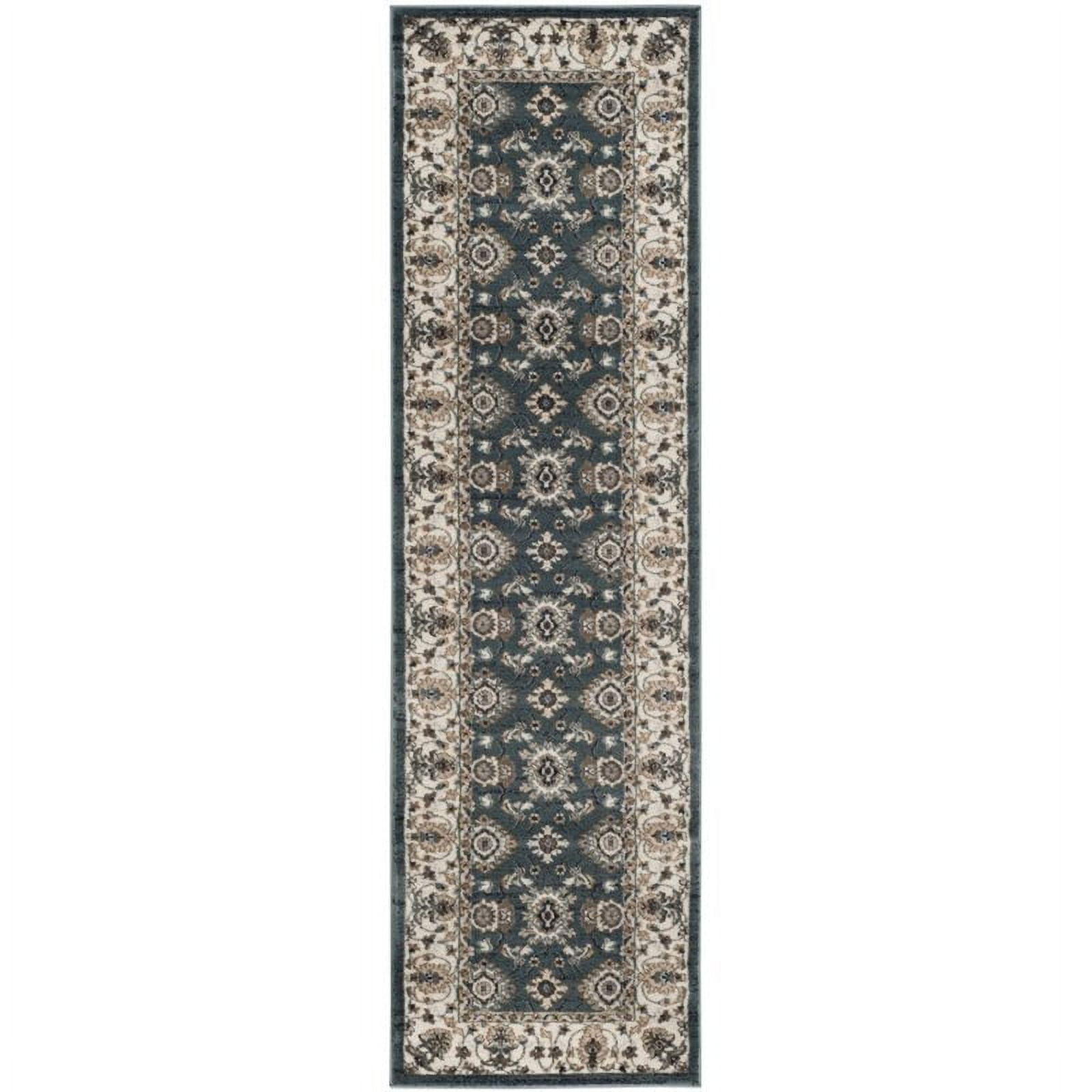Teal and Cream Synthetic Hand-knotted Reversible Area Rug