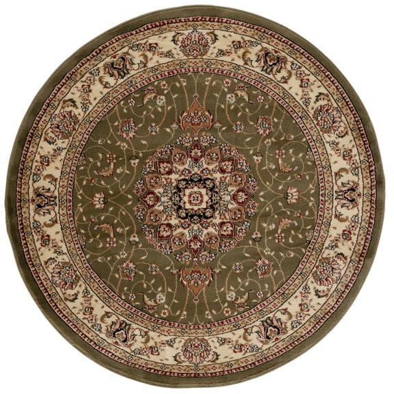 SAFAVIEH Lyndhurst Gabriella Floral Area Rug, Sage/Ivory, 4' x 4' Round