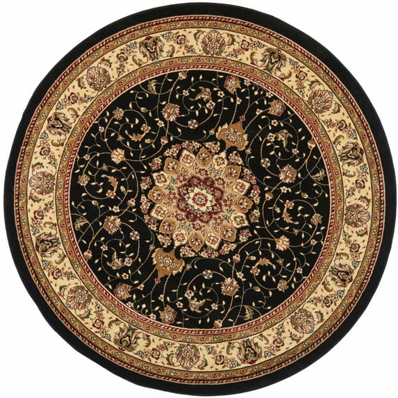 SAFAVIEH Lyndhurst Gabriella Traditional Bordered Area Rug, Black/Ivory, 4' x 4' Round