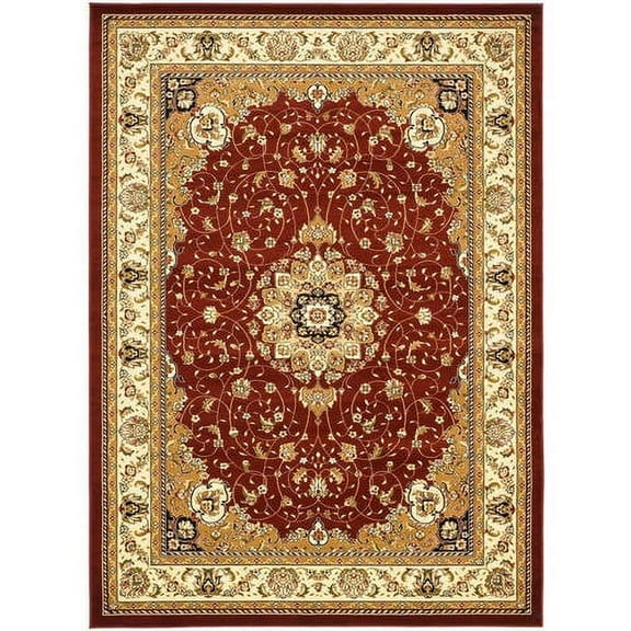 SAFAVIEH Lyndhurst Gabriella Traditional Bordered Area Rug, Red/Ivory, 5'3" x 5'3" Round