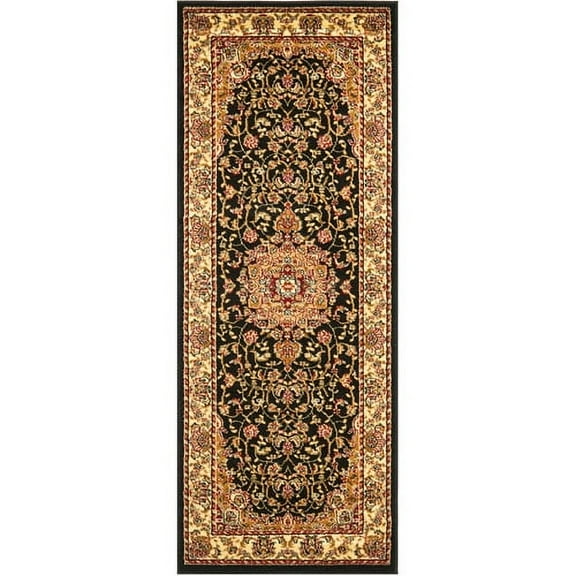 SAFAVIEH Lyndhurst Gabriella Traditional Bordered Runner Rug, Black/Ivory, 2'3" x 16'
