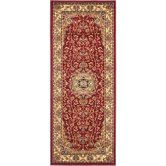 SAFAVIEH Lyndhurst Gabriella Traditional Bordered Runner Rug, Red/Ivory, 2'3" x 12'