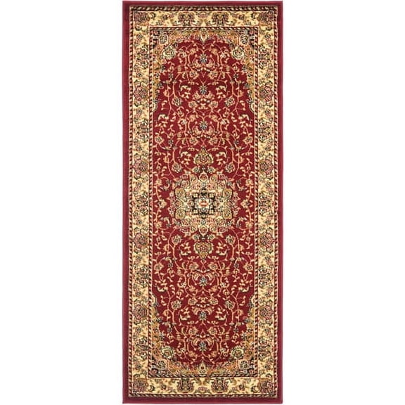 SAFAVIEH Lyndhurst Gabriella Traditional Bordered Runner Rug, Red/Ivory, 2'3" x 16'