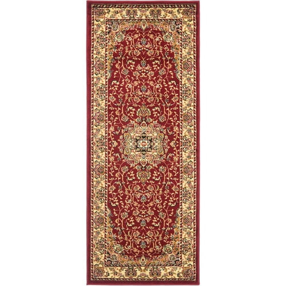 Red and Ivory Floral Safavid Style Circular Area Rug
