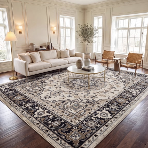 Safavieh Lyndhurst Gina Floral Area Rug, Cream/Navy, 5'3" x 7'6"
