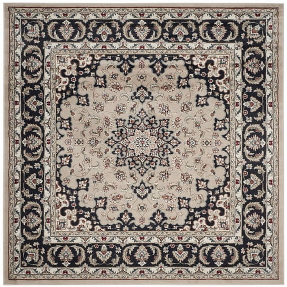 SAFAVIEH Lyndhurst Harper Traditional Bordered Area Rug, Cream/Anthracite, 7' x 7' Square