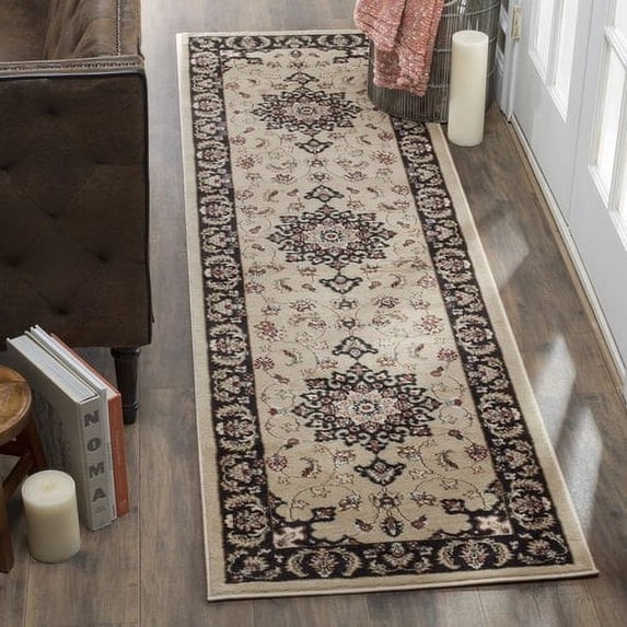 SAFAVIEH Lyndhurst Harper Traditional Bordered Runner Rug, Cream/Anthracite, 2'3" x 12'