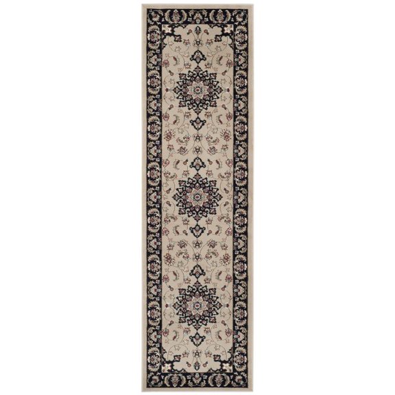 SAFAVIEH Lyndhurst Harper Traditional Bordered Runner Rug, Cream/Anthracite, 2'3" x 8'