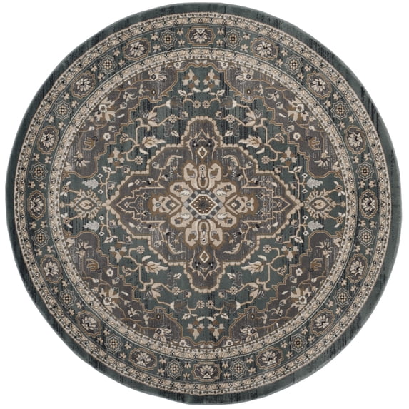 SAFAVIEH Lyndhurst Idella Floral Area Rug, Teal/Grey, 3'3" x 3'3" Round