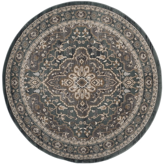SAFAVIEH Lyndhurst Idella Floral Area Rug, Teal/Grey, 5'3" x 5'3" Round