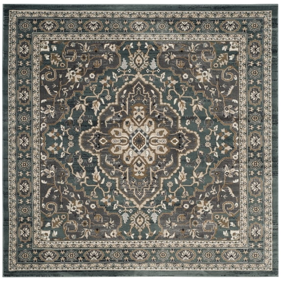 SAFAVIEH Lyndhurst Idella Floral Area Rug, Teal/Grey, 5'3" x 5'3" Square