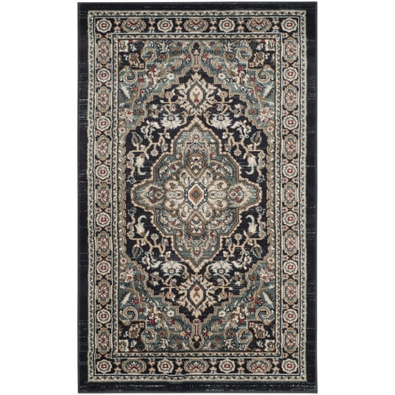 SAFAVIEH Lyndhurst Idella Floral Area Rug, Anthracite/Teal, 4' x 6'