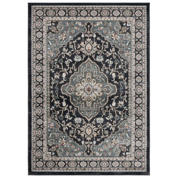 SAFAVIEH Lyndhurst Idella Floral Area Rug, Anthracite/Teal, 6' x 9'