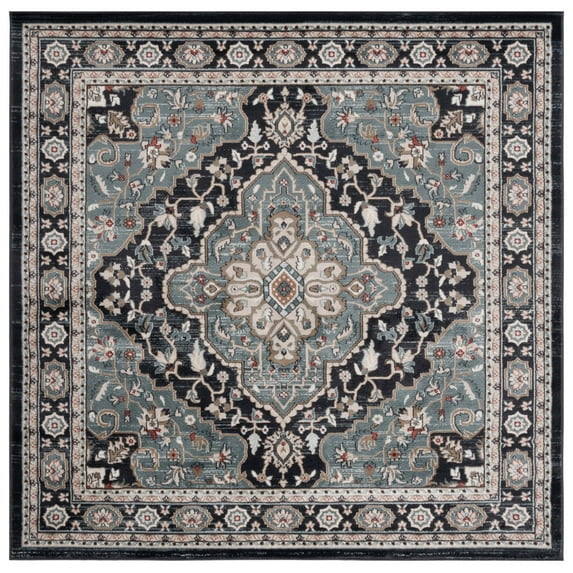 SAFAVIEH Lyndhurst Idella Floral Area Rug, Anthracite/Teal, 7' x 7' Square