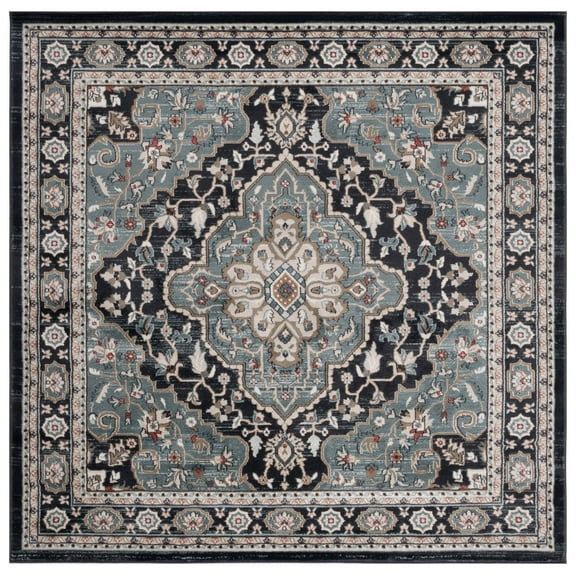 SAFAVIEH Lyndhurst Idella Floral Area Rug, Anthracite/Teal, 7' x 7' Square