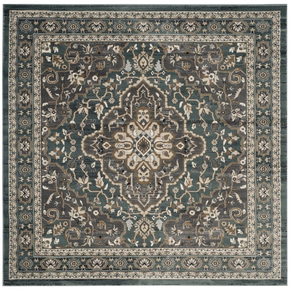 SAFAVIEH Lyndhurst Idella Floral Area Rug, Teal/Grey, 7' x 7' Square